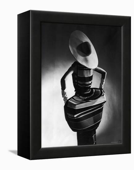 Model Showing Off Mushroom Pleats in the Slim Sheaths-Gjon Mili-Framed Premier Image Canvas