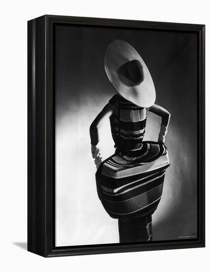 Model Showing Off Mushroom Pleats in the Slim Sheaths-Gjon Mili-Framed Premier Image Canvas