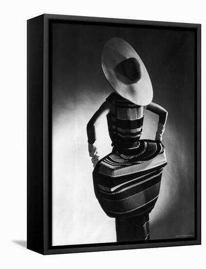 Model Showing Off Mushroom Pleats in the Slim Sheaths-Gjon Mili-Framed Premier Image Canvas