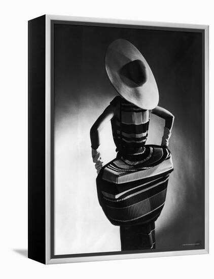 Model Showing Off Mushroom Pleats in the Slim Sheaths-Gjon Mili-Framed Premier Image Canvas