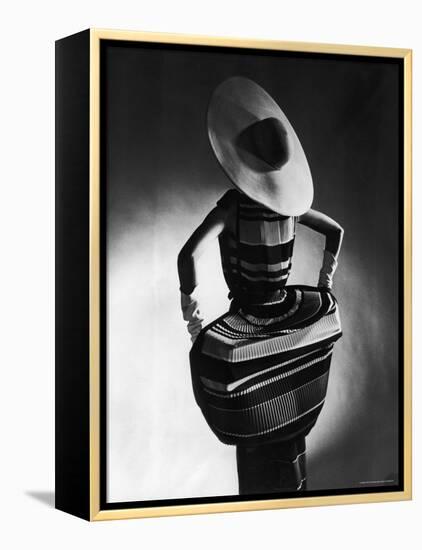 Model Showing Off Mushroom Pleats in the Slim Sheaths-Gjon Mili-Framed Premier Image Canvas