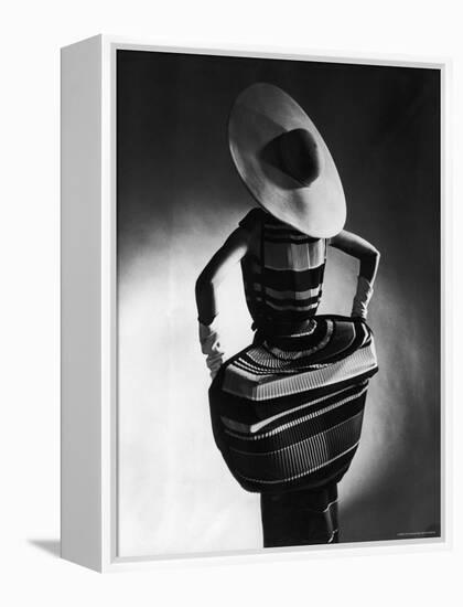 Model Showing Off Mushroom Pleats in the Slim Sheaths-Gjon Mili-Framed Premier Image Canvas