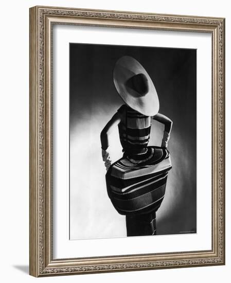 Model Showing Off Mushroom Pleats in the Slim Sheaths-Gjon Mili-Framed Photographic Print