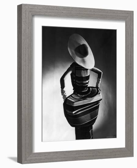 Model Showing Off Mushroom Pleats in the Slim Sheaths-Gjon Mili-Framed Photographic Print