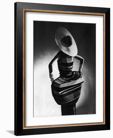 Model Showing Off Mushroom Pleats in the Slim Sheaths-Gjon Mili-Framed Photographic Print