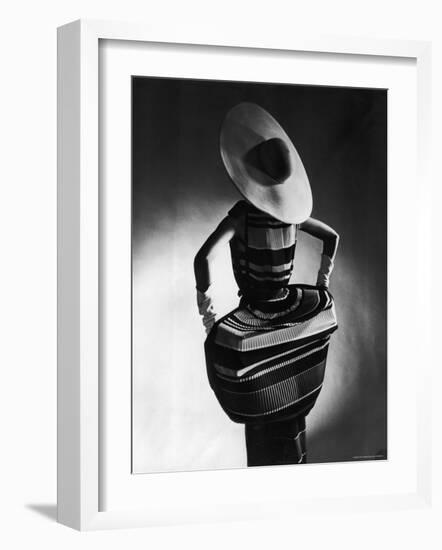 Model Showing Off Mushroom Pleats in the Slim Sheaths-Gjon Mili-Framed Photographic Print