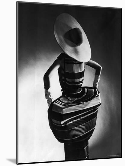 Model Showing Off Mushroom Pleats in the Slim Sheaths-Gjon Mili-Mounted Photographic Print