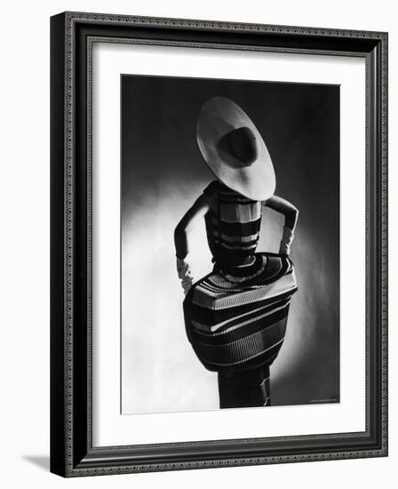 Model Showing Off Mushroom Pleats in the Slim Sheaths-Gjon Mili-Framed Photographic Print