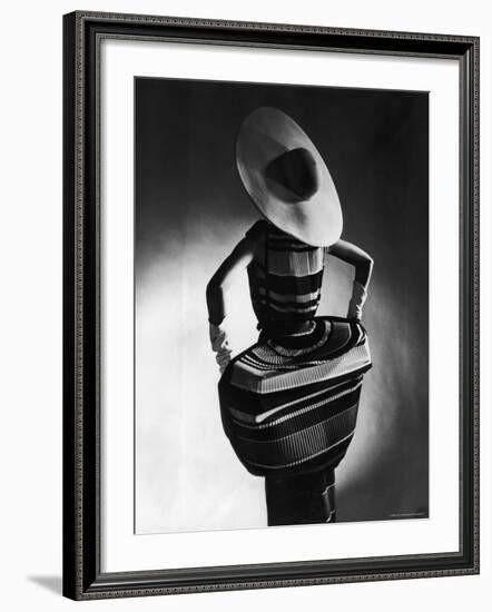 Model Showing Off Mushroom Pleats in the Slim Sheaths-Gjon Mili-Framed Photographic Print