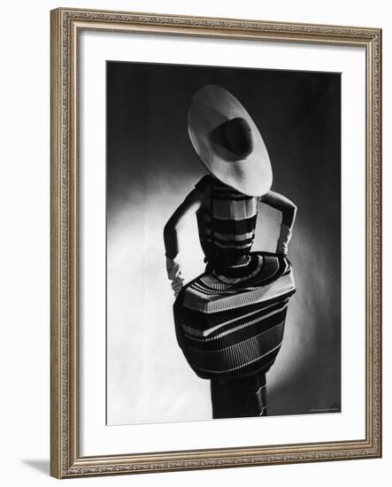 Model Showing Off Mushroom Pleats in the Slim Sheaths-Gjon Mili-Framed Photographic Print