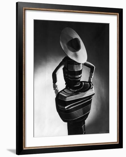 Model Showing Off Mushroom Pleats in the Slim Sheaths-Gjon Mili-Framed Photographic Print