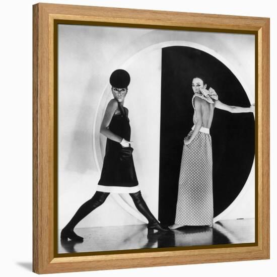 Model Sin May Zao Wearing a Late Day Dress and a Evening Dress-Bill Ray-Framed Premier Image Canvas