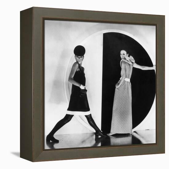 Model Sin May Zao Wearing a Late Day Dress and a Evening Dress-Bill Ray-Framed Premier Image Canvas