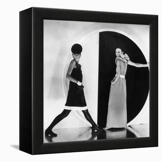 Model Sin May Zao Wearing a Late Day Dress and a Evening Dress-Bill Ray-Framed Premier Image Canvas