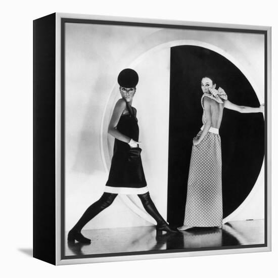 Model Sin May Zao Wearing a Late Day Dress and a Evening Dress-Bill Ray-Framed Premier Image Canvas