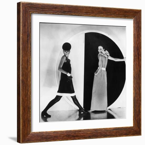 Model Sin May Zao Wearing a Late Day Dress and a Evening Dress-Bill Ray-Framed Premium Photographic Print