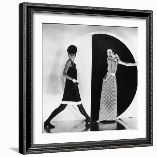 Model Sin May Zao Wearing a Late Day Dress and a Evening Dress-Bill Ray-Framed Premium Photographic Print