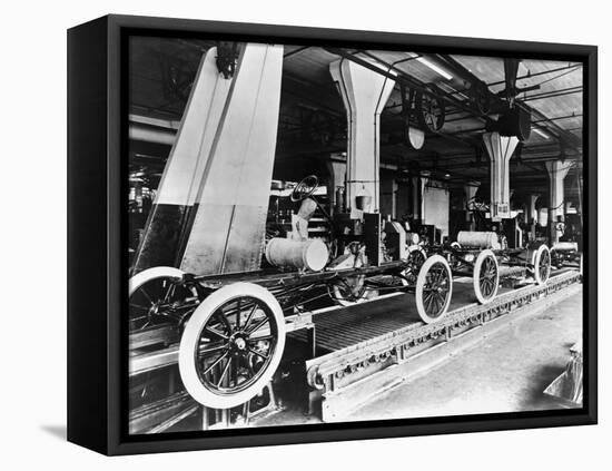 Model T Chassis in Highland Park Ford Plant-null-Framed Premier Image Canvas