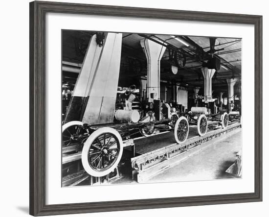 Model T Chassis in Highland Park Ford Plant-null-Framed Photographic Print