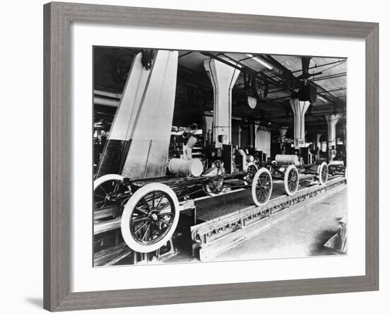 Model T Chassis in Highland Park Ford Plant-null-Framed Photographic Print