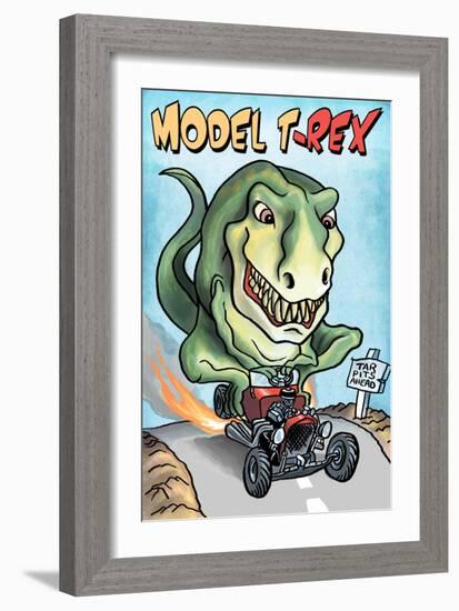 Model T-REX Dinosaur-Lantern Press-Framed Art Print