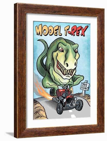 Model T-REX Dinosaur-Lantern Press-Framed Art Print