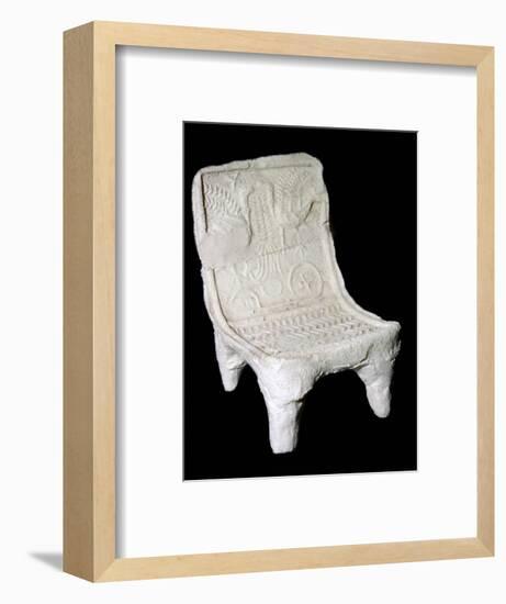 Model terracotta chair from Ur with relief design of two birds. Artist: Unknown-Unknown-Framed Giclee Print