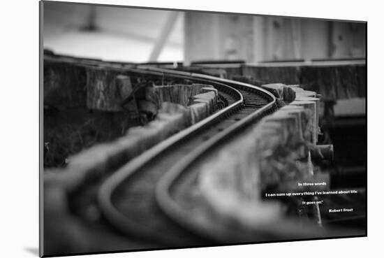 Model Train Tracks in Black and White with Robert Frost Quote-null-Mounted Photo