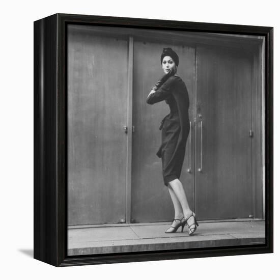 Model Wearing a Bag Dress-Yale Joel-Framed Premier Image Canvas