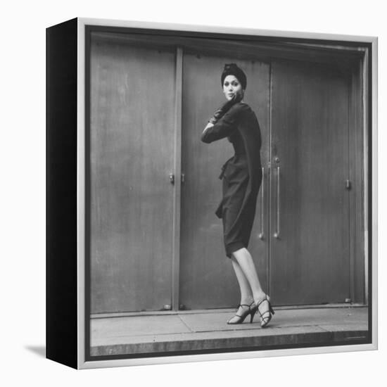 Model Wearing a Bag Dress-Yale Joel-Framed Premier Image Canvas
