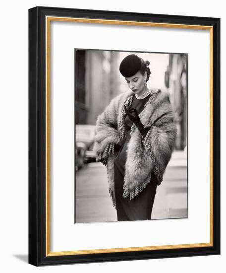 Model Wearing a Fringed Shawl Made of Natural Norwegian Blue Fox, Selling For $750-Gordon Parks-Framed Premium Photographic Print