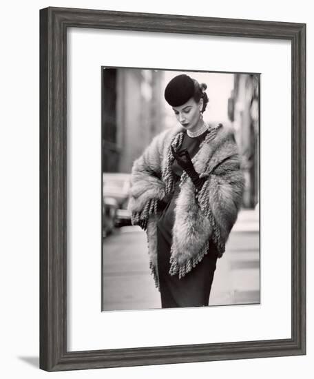 Model Wearing a Fringed Shawl Made of Natural Norwegian Blue Fox, Selling For $750-Gordon Parks-Framed Premium Photographic Print