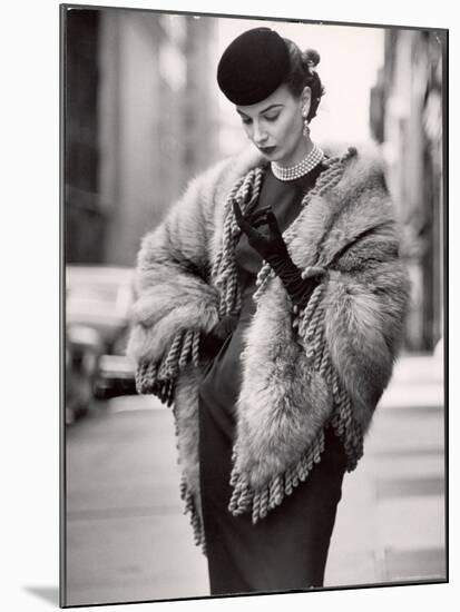Model Wearing a Fringed Shawl Made of Natural Norwegian Blue Fox, Selling For $750-Gordon Parks-Mounted Premium Photographic Print