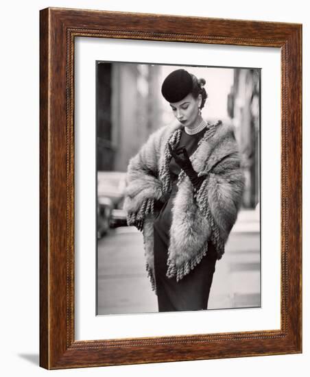 Model Wearing a Fringed Shawl Made of Natural Norwegian Blue Fox, Selling For $750-Gordon Parks-Framed Photographic Print