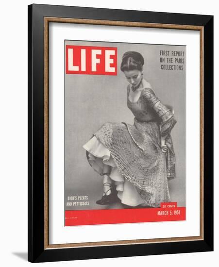 Model Wearing a Pleated Dress by Christian Dior, March 5, 1951-Gordon Parks-Framed Photographic Print