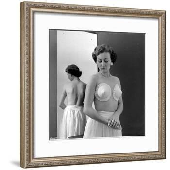 Model Wearing Adhesive Strapless Brassiere Designed by Charles L. Langs, New York, NY, May 1949-Nina Leen-Framed Photographic Print