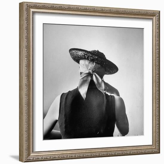 Model Wearing Bandanna Base under Straw Skimmer-Gordon Parks-Framed Photographic Print