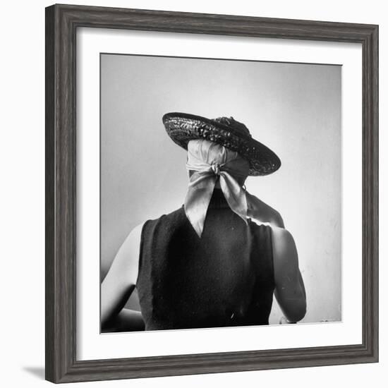 Model Wearing Bandanna Base under Straw Skimmer-Gordon Parks-Framed Photographic Print