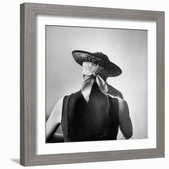 Model Wearing Bandanna Base under Straw Skimmer-Gordon Parks-Framed Photographic Print