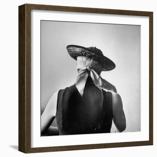 Model Wearing Bandanna Base under Straw Skimmer-Gordon Parks-Framed Photographic Print