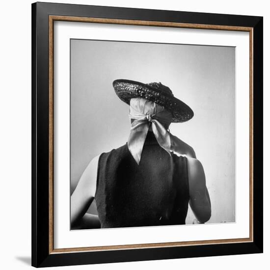 Model Wearing Bandanna Base under Straw Skimmer-Gordon Parks-Framed Photographic Print