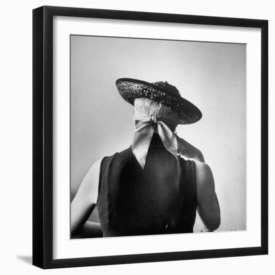 Model Wearing Bandanna Base under Straw Skimmer-Gordon Parks-Framed Photographic Print