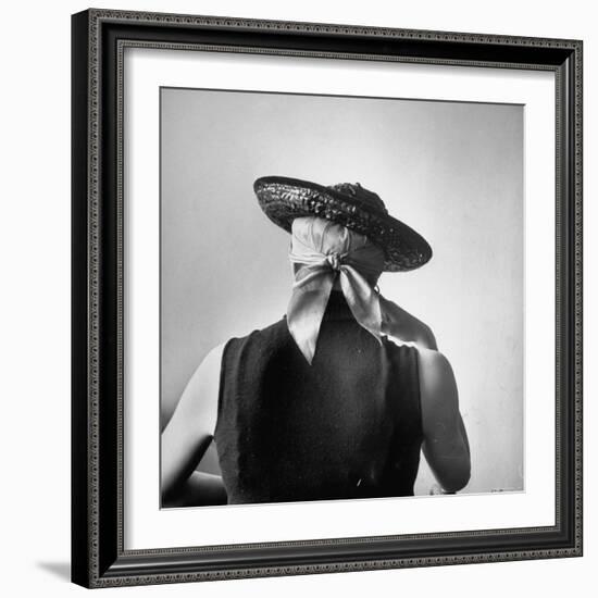 Model Wearing Bandanna Base under Straw Skimmer-Gordon Parks-Framed Photographic Print