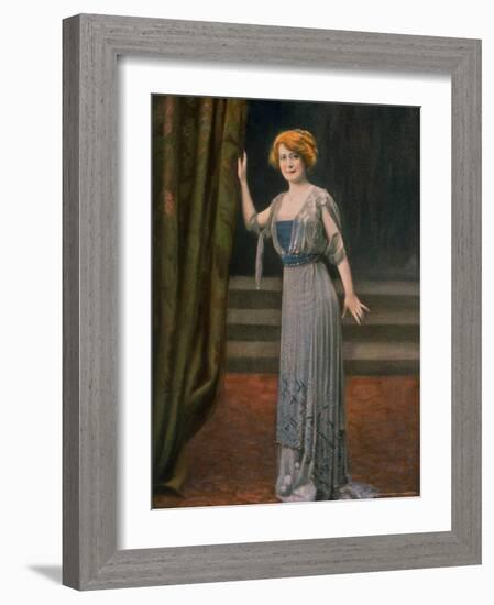 Model Wearing Blue Beaded Robe du Soir, or Evening Dress Designed by Paquin-Boissonnas & Taponier-Framed Photographic Print