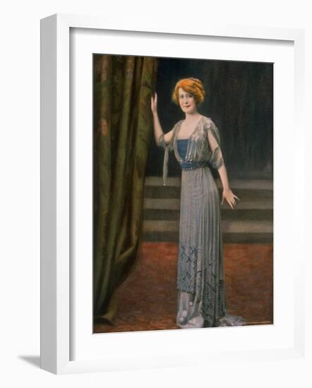 Model Wearing Blue Beaded Robe du Soir, or Evening Dress Designed by Paquin-Boissonnas & Taponier-Framed Photographic Print