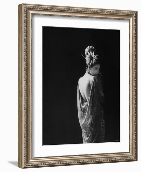 Model Wearing Dress Paris Fashion Show-Paul Schutzer-Framed Photographic Print