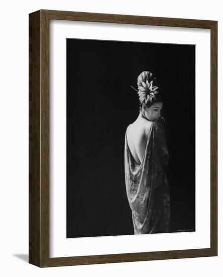 Model Wearing Dress Paris Fashion Show-Paul Schutzer-Framed Photographic Print