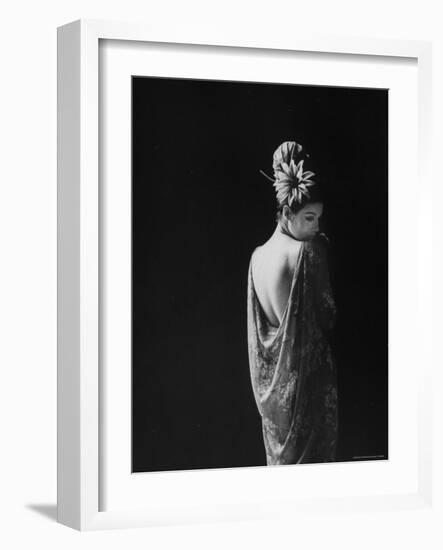 Model Wearing Dress Paris Fashion Show-Paul Schutzer-Framed Photographic Print