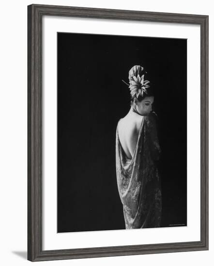 Model Wearing Dress Paris Fashion Show-Paul Schutzer-Framed Photographic Print