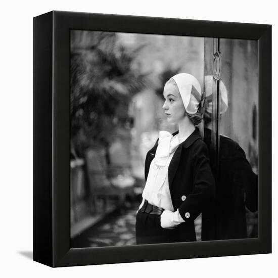 Model Wearing Latest Women's Spring Fashion Suit with White Gloves. New York, NY January 1957-Gordon Parks-Framed Premier Image Canvas